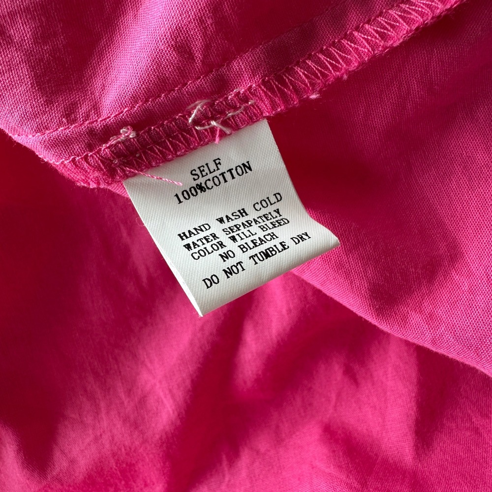 Avara Pink Tiered Everly Midi Dress Short Puff Sleeve Ruffle Cotton Size S - Picture 8 of 9